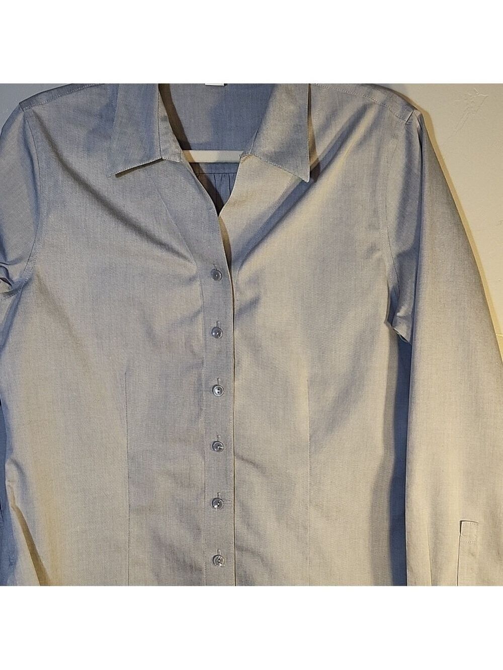 Coldwater Creek No Iron Button Down Blouse Grey‎ Sz Mp